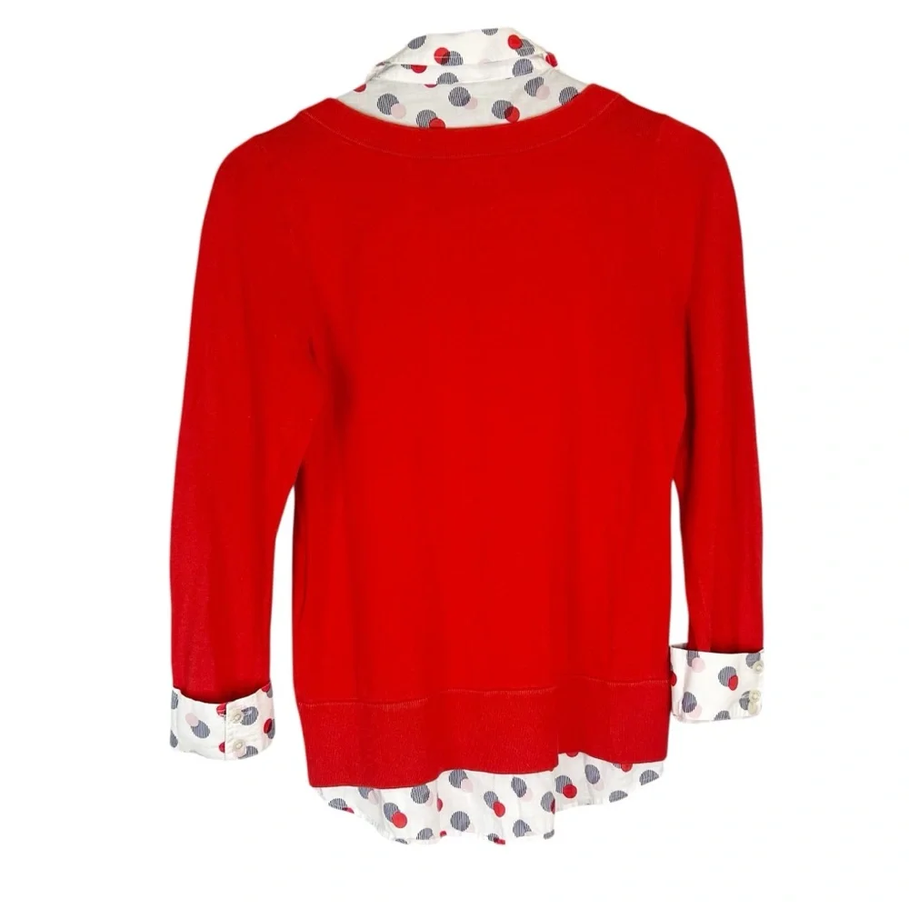 EUC Kate Spade Yardley Red Polka Dot Layered Shirt Sweater